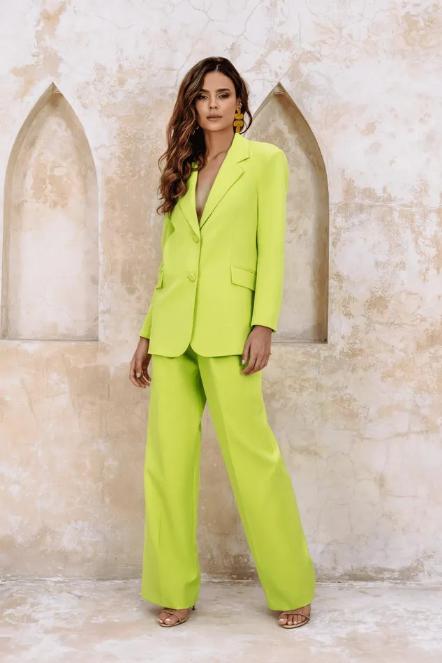 Women Blazers Lavish Alice LIANA Tailored Masculine Blazer In Chartreuse Chartreuse