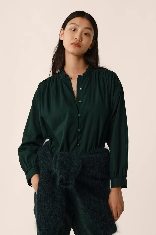 Women Blouse Rudy Epicea Blouse Coton Vert Fonc Des Petits Hauts Blouses Shirts and Tops