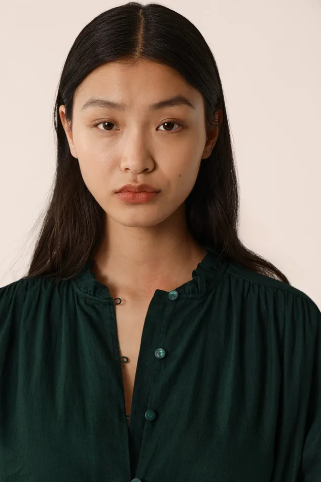 Women Blouse Rudy Epicea Blouse Coton Vert Fonc Des Petits Hauts Blouses Shirts and Tops