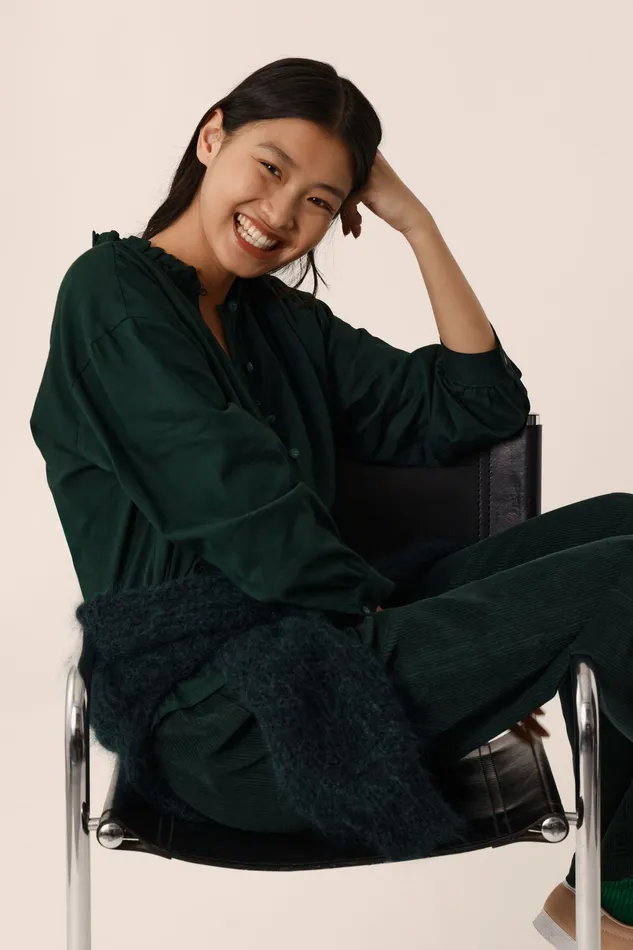 Women Blouse Rudy Epicea Blouse Coton Vert Fonc Des Petits Hauts Blouses Shirts and Tops