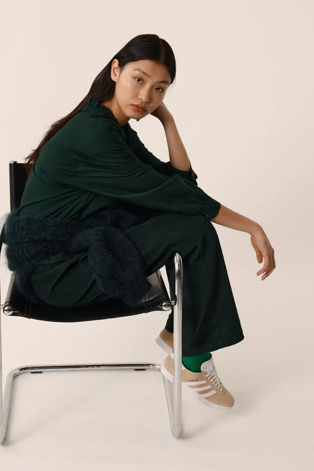 Women Blouse Rudy Epicea Blouse Coton Vert Fonc Des Petits Hauts Blouses Shirts and Tops