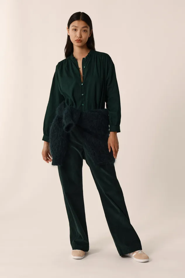 Women Blouse Rudy Epicea Blouse Coton Vert Fonc Des Petits Hauts Blouses Shirts and Tops