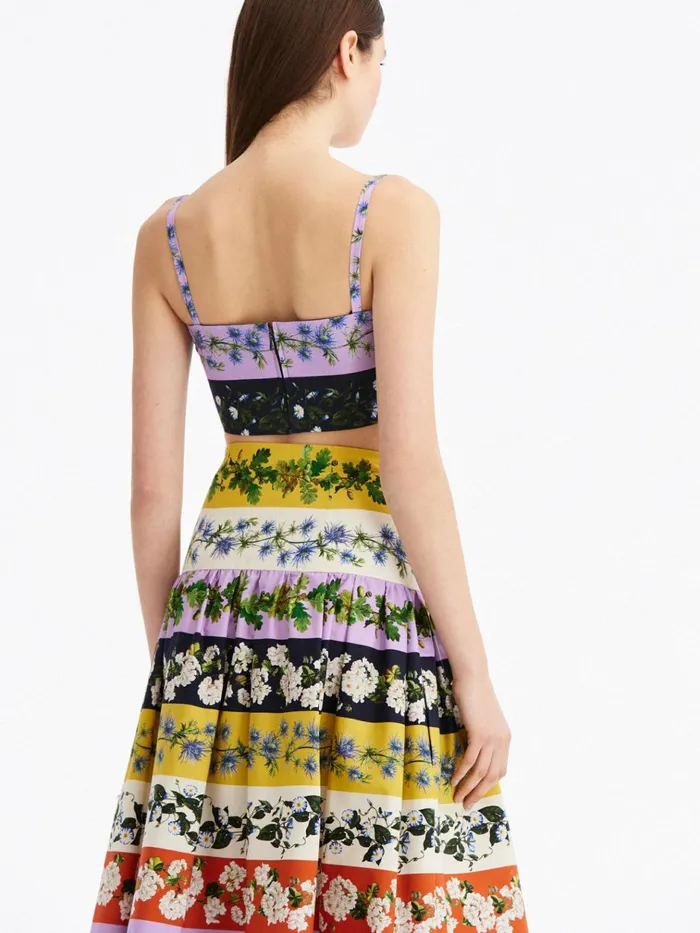 Women Blouses and Knits Oscar De La Renta Botanical Stripe Cropped Tank Multi Women Blouses and Knits Oscar De La Renta Botanical Stripe Cropped Tank Multi