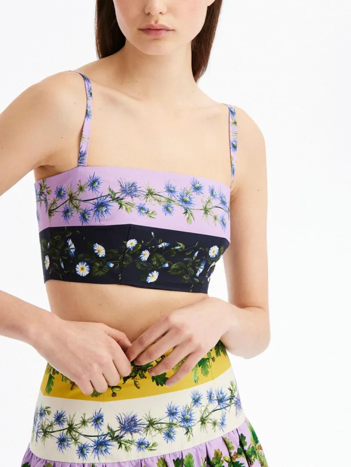 Women Blouses and Knits Oscar De La Renta Botanical Stripe Cropped Tank Multi Women Blouses and Knits Oscar De La Renta Botanical Stripe Cropped Tank Multi
