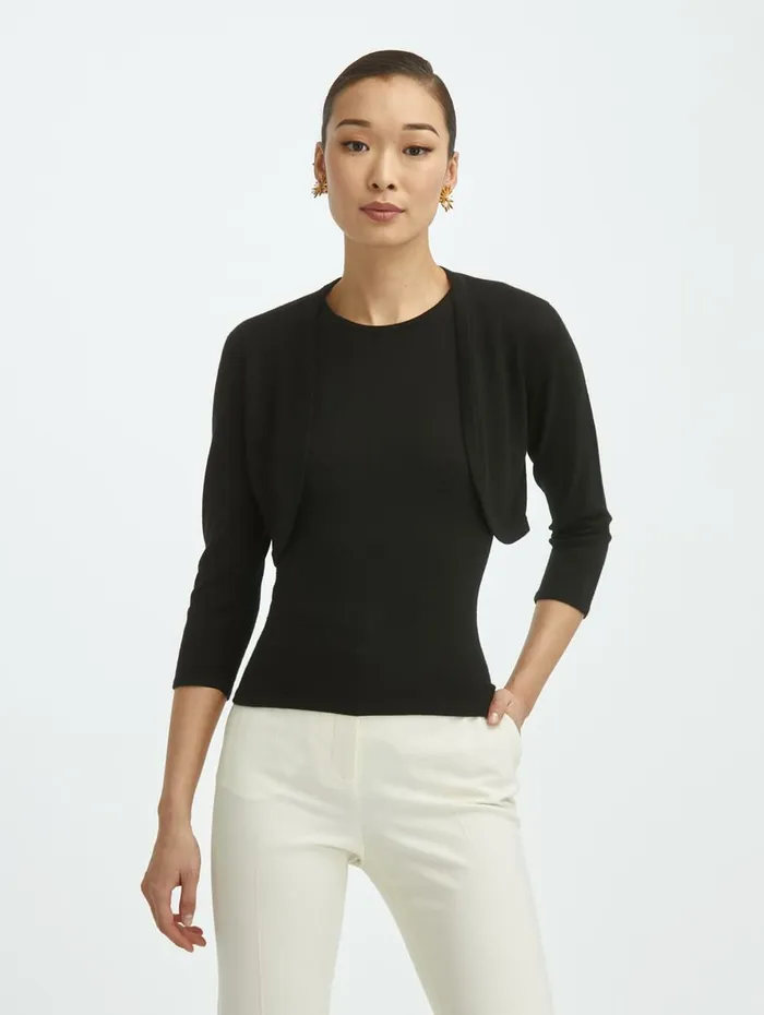 Women Blouses and Knits Oscar De La Renta Cashmere Silk Bolero Black