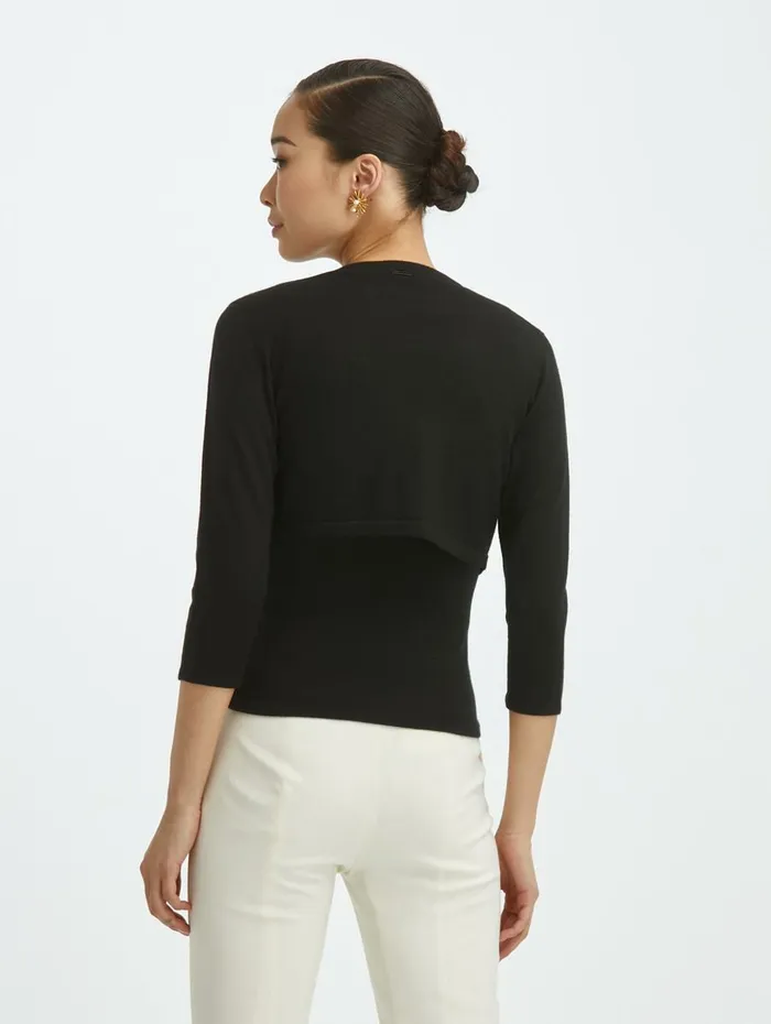 Women Blouses and Knits Oscar De La Renta Cashmere Silk Bolero Black Women Blouses and Knits Oscar De La Renta Cashmere Silk Bolero Black