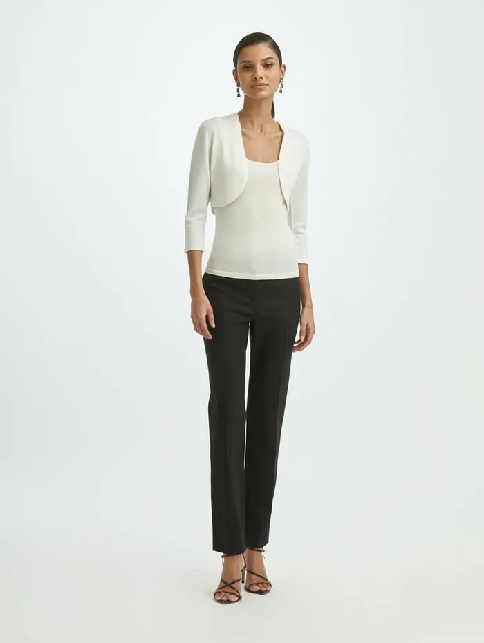 Women Blouses and Knits Oscar De La Renta Cashmere Silk Bolero Ivory Women Blouses and Knits Oscar De La Renta Cashmere Silk Bolero Ivory