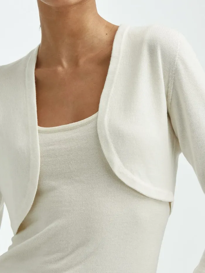 Women Blouses and Knits Oscar De La Renta Cashmere Silk Bolero Ivory Women Blouses and Knits Oscar De La Renta Cashmere Silk Bolero Ivory