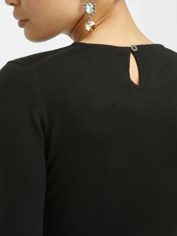Women Blouses and Knits Oscar De La Renta Cashmere Silk Crewneck Pullover Black Women Blouses and Knits Oscar De La Renta Cashmere Silk Crewneck Pullover Black