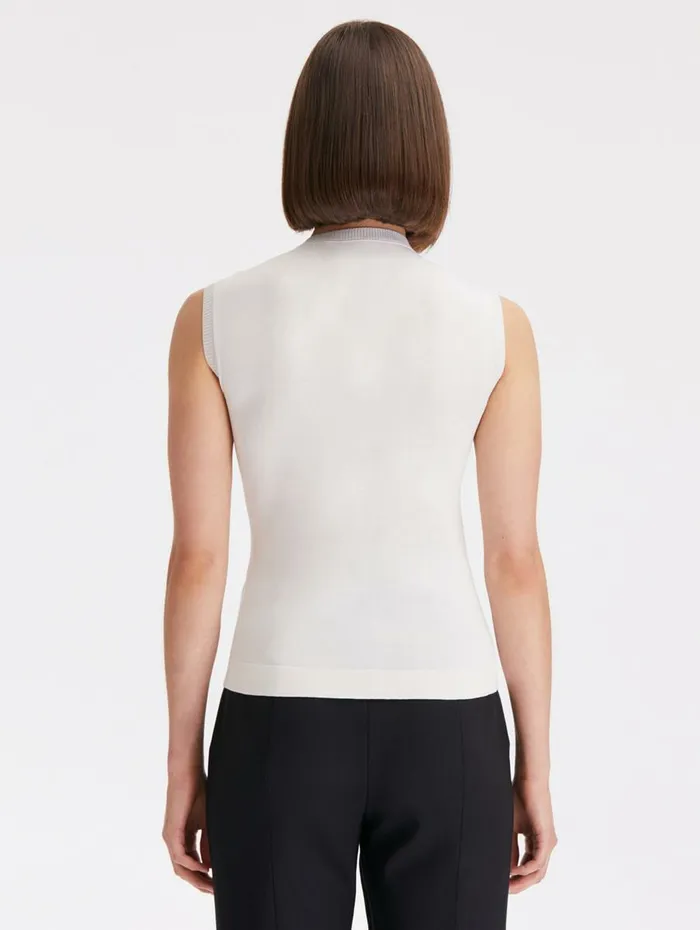 Women Blouses and Knits Oscar De La Renta Chantilly Lace Guipure Inset Tank White Women Blouses and Knits Oscar De La Renta Chantilly Lace Guipure Inset Tank White