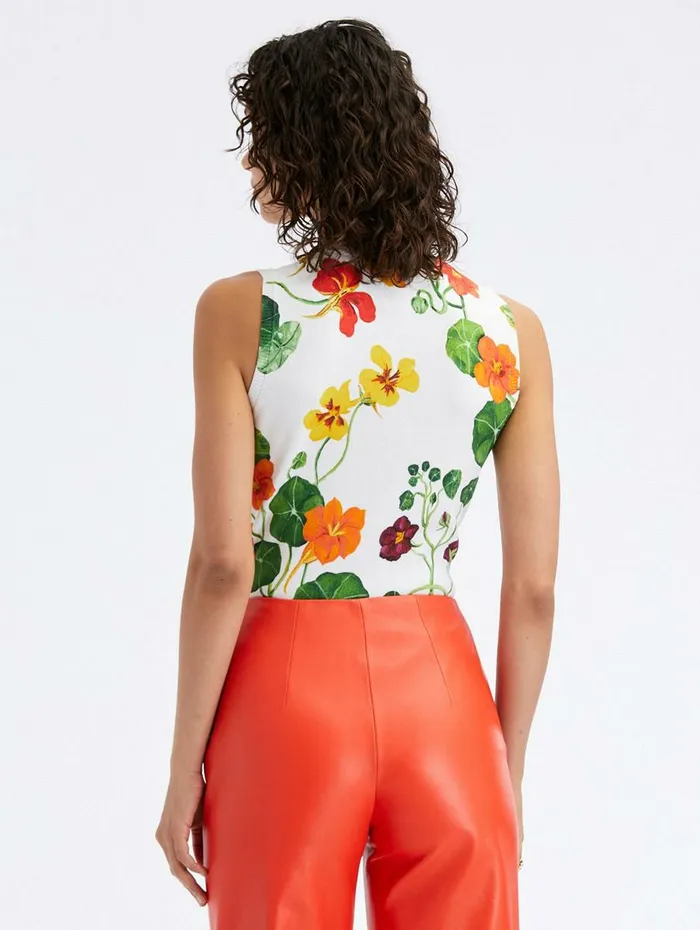 Women Blouses and Knits Oscar De La Renta Nasturtium Printed Tank Ivory Multi Women Blouses and Knits Oscar De La Renta Nasturtium Printed Tank Ivory Multi