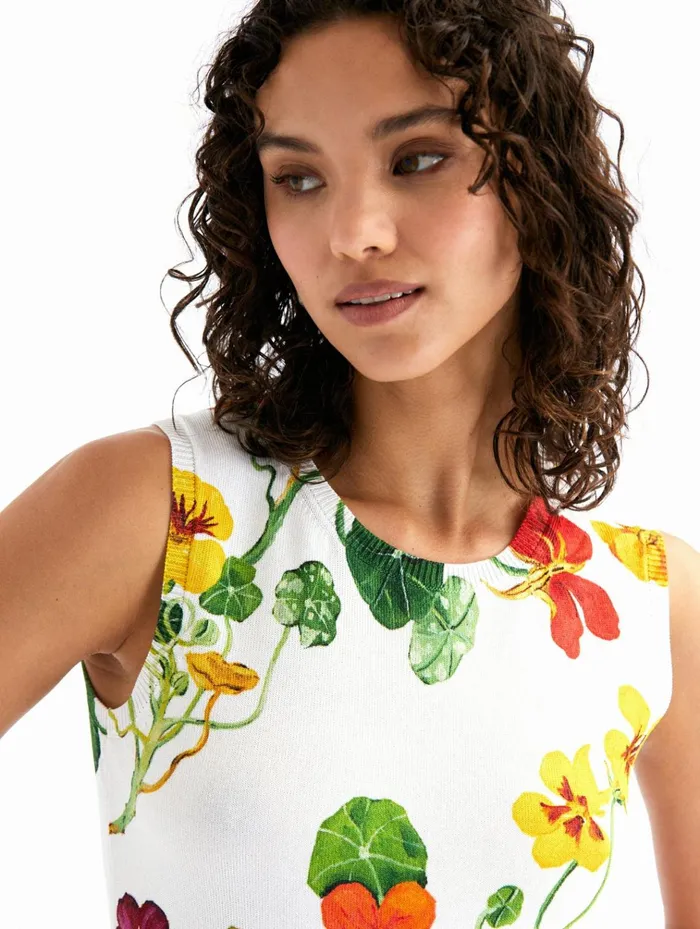 Women Blouses and Knits Oscar De La Renta Nasturtium Printed Tank Ivory Multi Women Blouses and Knits Oscar De La Renta Nasturtium Printed Tank Ivory Multi