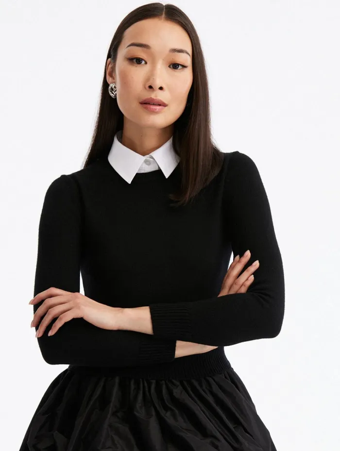 Women Blouses and Knits Oscar De La Renta Peplum Drape Pullover Black Women Blouses and Knits Oscar De La Renta Peplum Drape Pullover Black