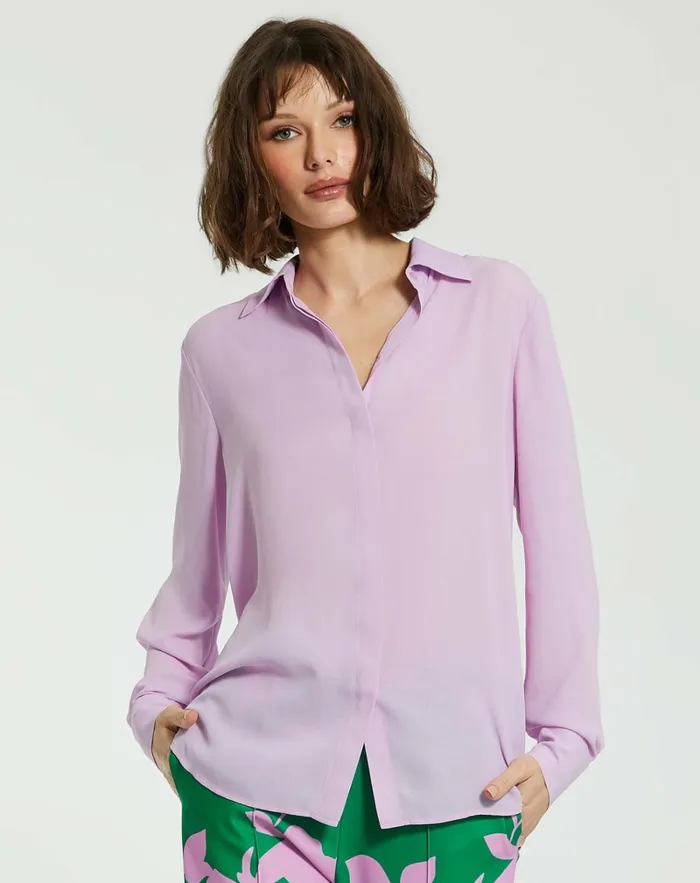 Women Blouses And Tops Mac Duggal The Bentley Long Sleeve Button Up Georgette Blouse 8211 FINAL SALE Orchid Women Blouses And Tops Mac Duggal The Bentley Long Sleeve Button Up Georgette Blouse 8211 FINAL SALE Orchid