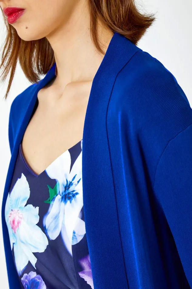 Women Blue Cropped Knitted Shrug Roman Knitwear