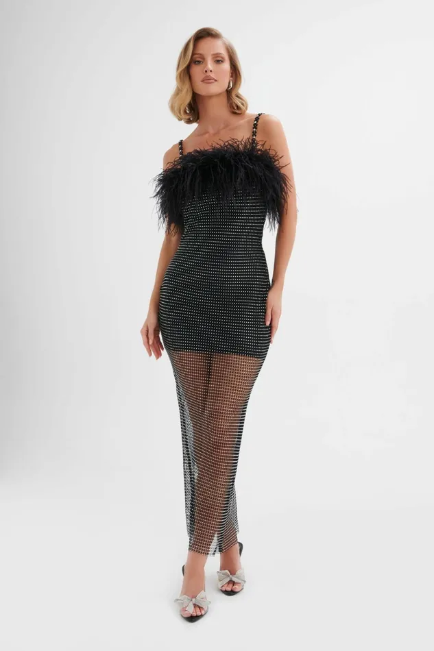 Women Bodycon Dresses Lavish Alice NOVA Rhinestone Embellished Feather Maxi Dress In Black Black Women Bodycon Dresses Lavish Alice NOVA Rhinestone Embellished Feather Maxi Dress In Black Black