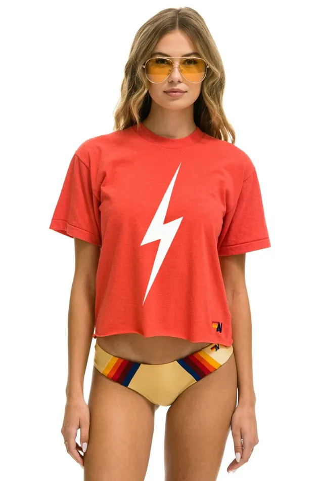 Women BOLT 8211 BOYFRIEND TEE RED Aviator Nation UnisexTees