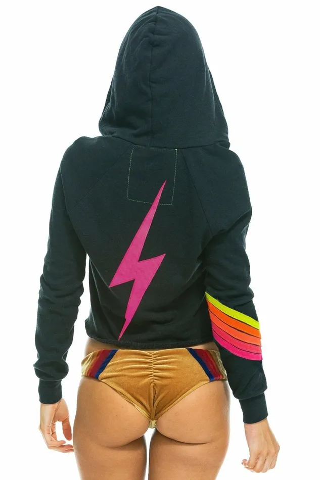 Women BOLT STITCH CHEVRON 5 SPLIT NECK PULLOVER CROP HOODIE 8211 CHARCOAL NEON Aviator Nation BoltCollection Women BOLT STITCH CHEVRON 5 SPLIT NECK PULLOVER CROP HOODIE 8211 CHARCOAL NEON Aviator Nation BoltCollection