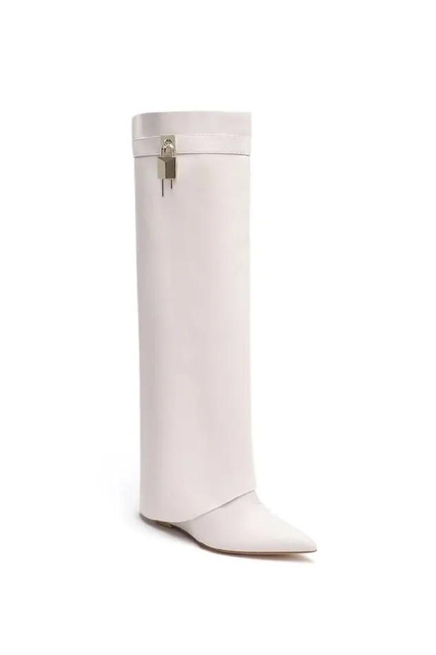 Women Bottes Beige Talons Hauts Compenss Beige Brentiny Paris Thigh Boots