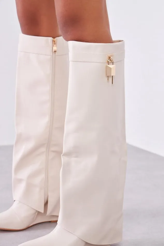 Women Bottes Beige Talons Hauts Compenss Beige Brentiny Paris Thigh Boots