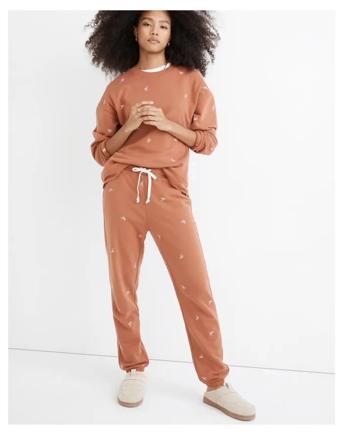 Women Bow Embroidered Retro Sweatpants Warm Umber Madewell Sweatshirts and Sweatpants Women Bow Embroidered Retro Sweatpants Warm Umber Madewell Sweatshirts and Sweatpants