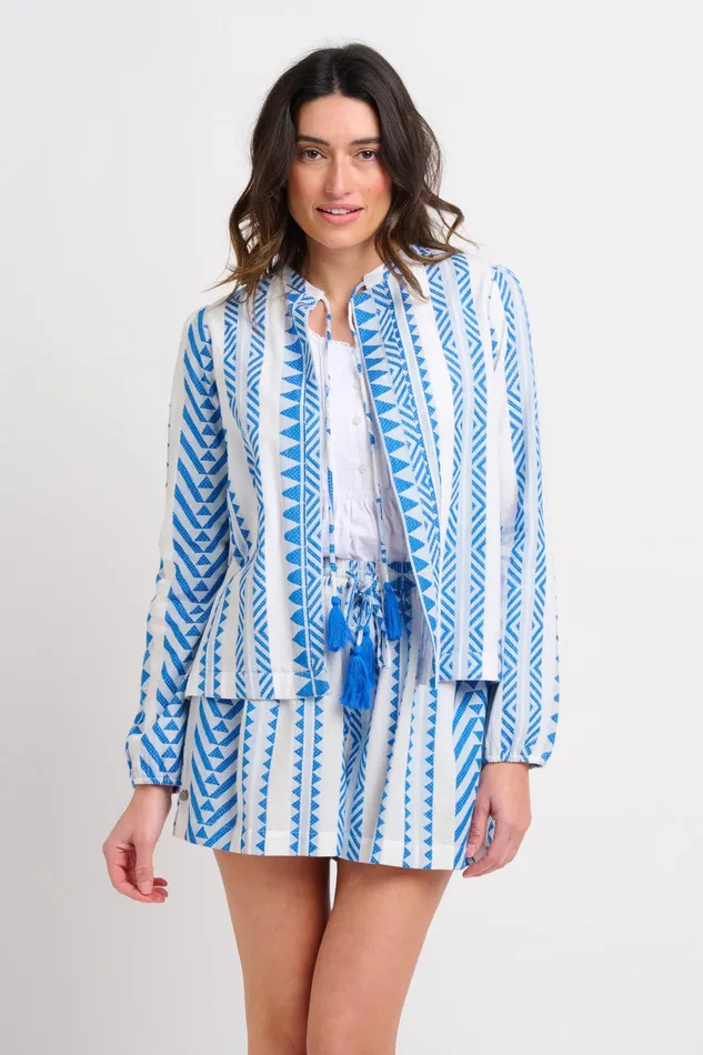 Women Brakeburn Coats And Jackets White and Blue Jacquard Elijah Jacket