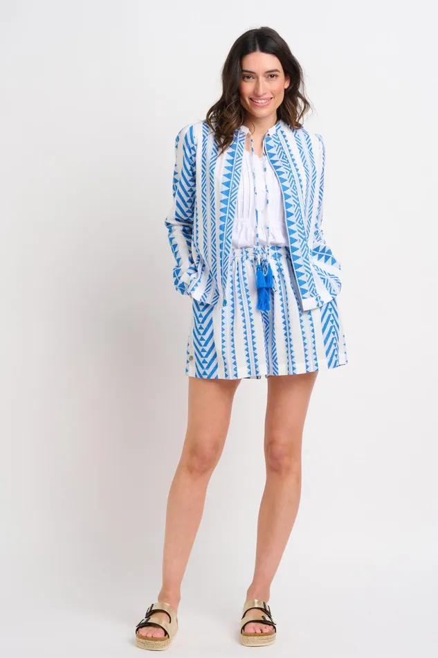 Women Brakeburn Coats And Jackets White and Blue Jacquard Elijah Jacket