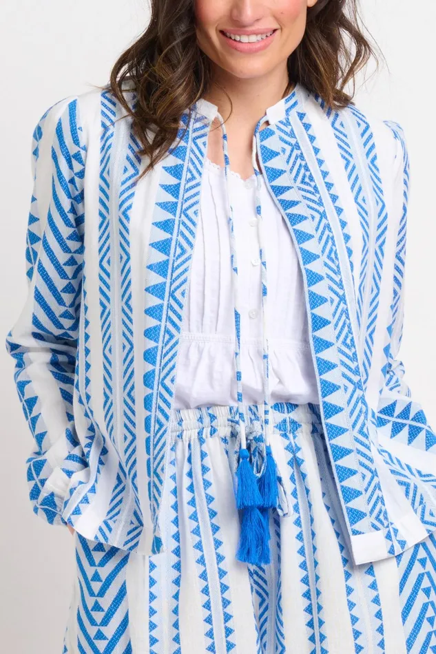 Women Brakeburn Coats And Jackets White and Blue Jacquard Elijah Jacket