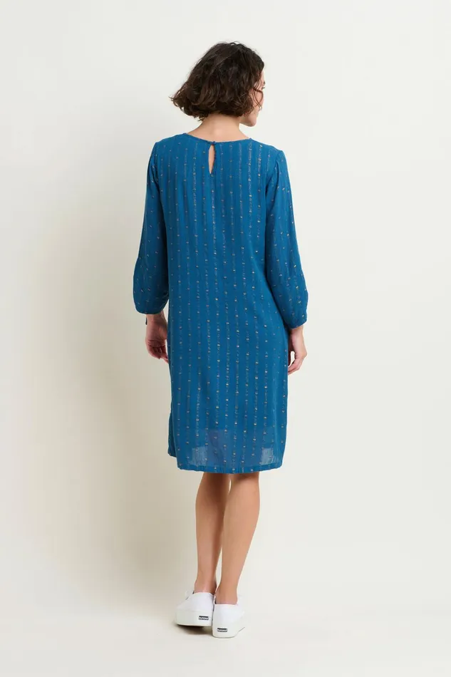 Women Brakeburn Dresses Blue and Gold Sparkle Ivy Dress