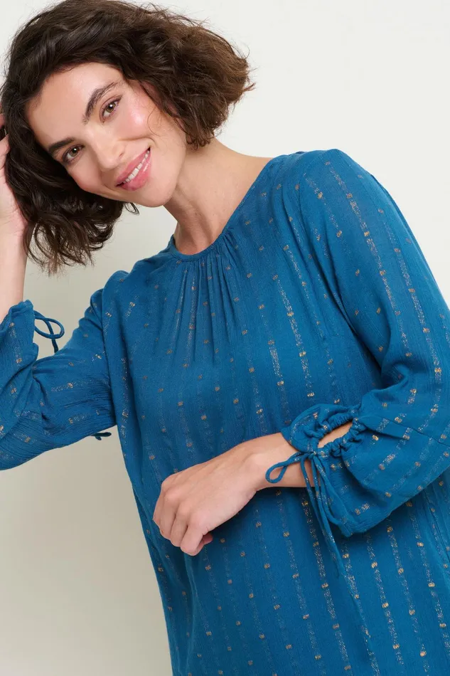 Women Brakeburn Dresses Blue and Gold Sparkle Ivy Dress