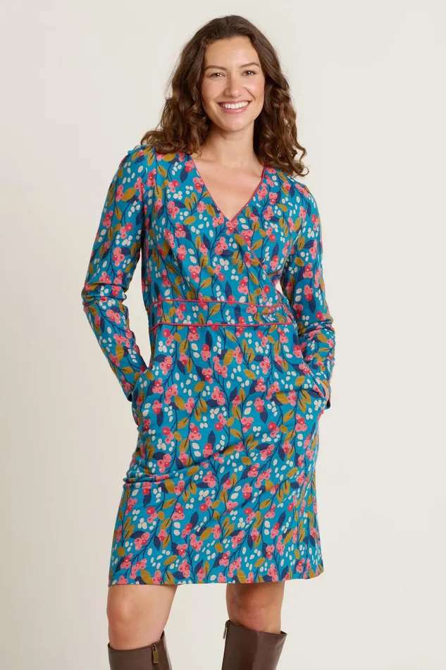 Women Brakeburn Dresses Blue Trailing Berry Wrap Dress