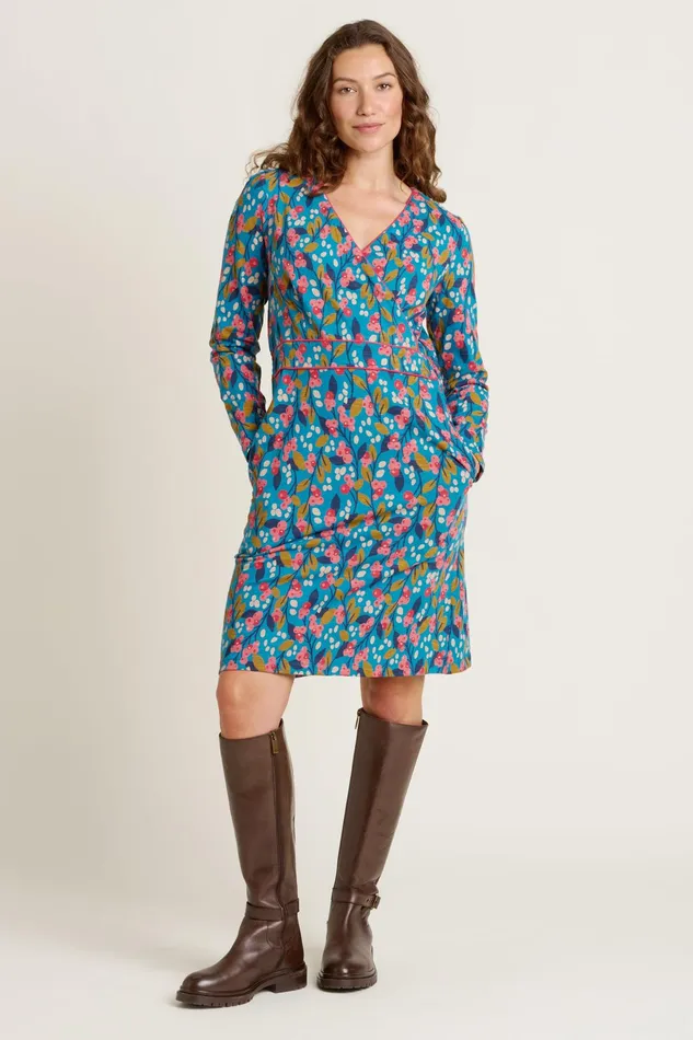 Women Brakeburn Dresses Blue Trailing Berry Wrap Dress