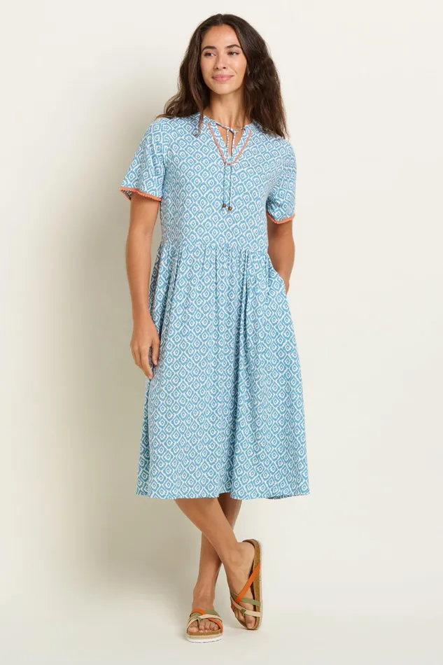 Women Brakeburn Dresses Blue Yasmin Blue Midi Dress