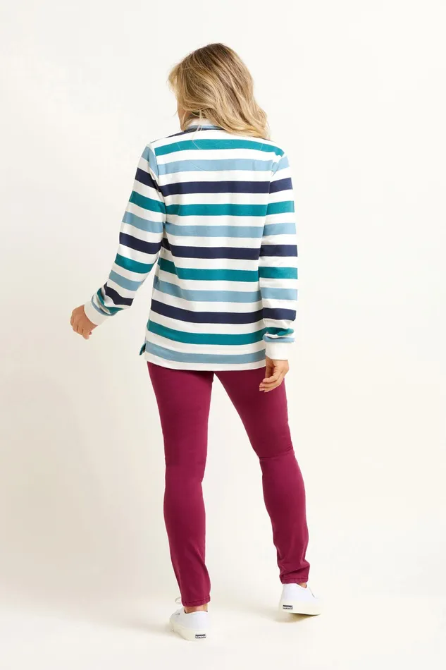 Women Brakeburn Sweatshirts And Hoodies Blue Stripe Quarter Zip Sweatshirt