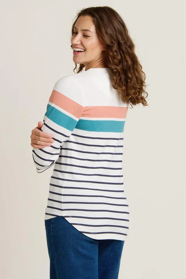 Women Brakeburn Tops TShirts And Vests Cream Engineered Stripe Tee