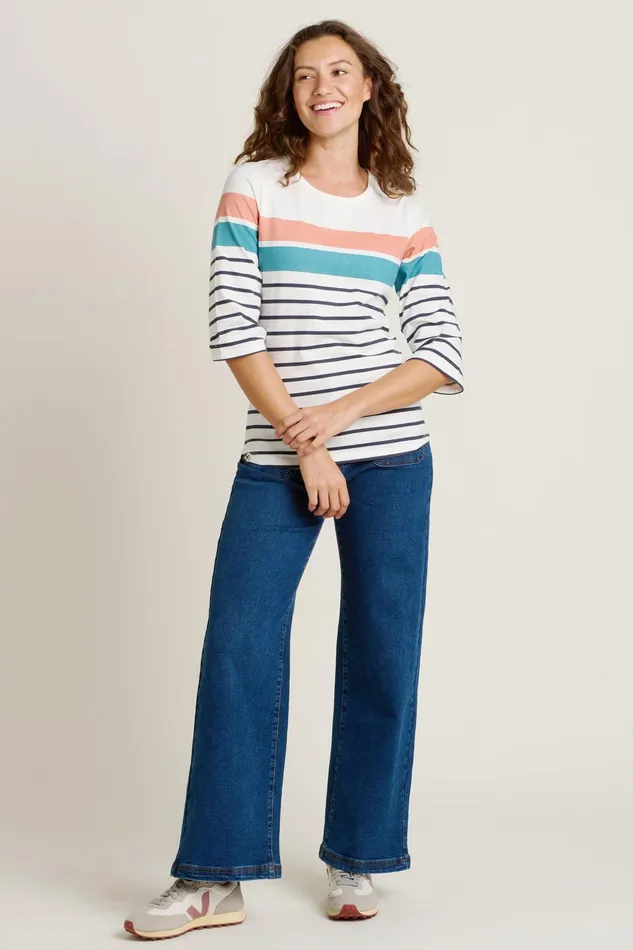 Women Brakeburn Tops TShirts And Vests Cream Engineered Stripe Tee