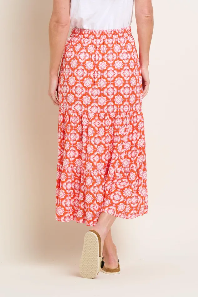 Women Brakeburn Trousers Skirts and Shorts Coral Blue Moroccan Tile Skirt