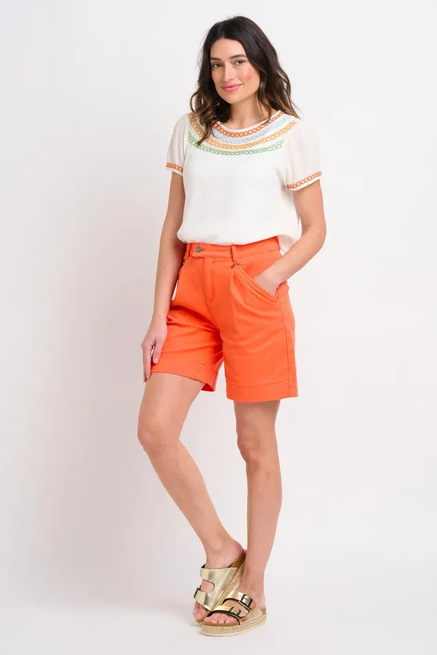 Women Brakeburn Trousers Skirts and Shorts Orange Pleat Front Shorts