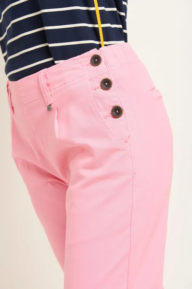 Women Brakeburn Trousers Skirts and Shorts Pink Button Side Trouser