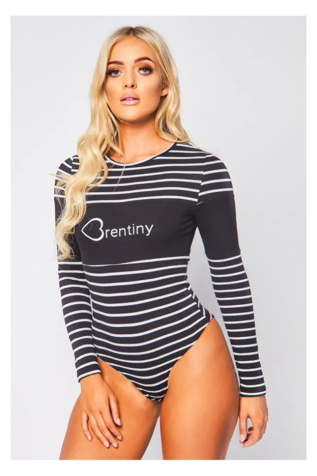 Women Brentiny Black And White Striped Bodysuit Black Brentiny Paris Bodies