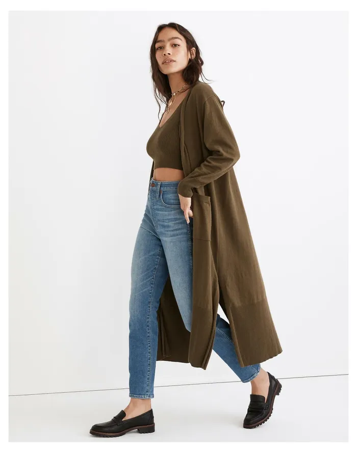 Women Brodale Duster Cardigan Sweater Kale Madewell Sweaters