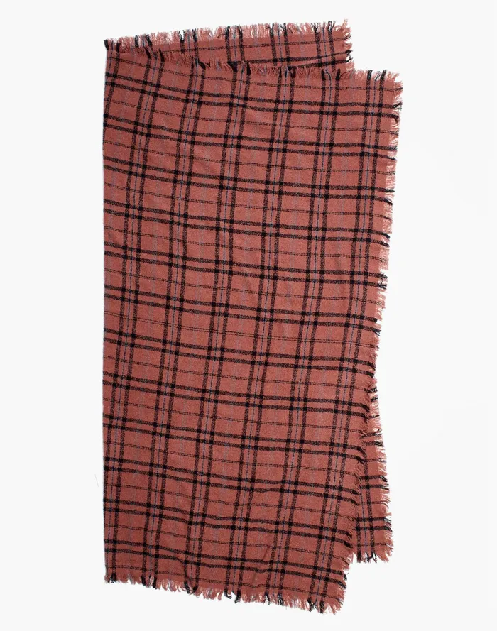 Women Buffalo Check Blanket Scarf Burnt Soil Madewell Scarves and Capes Women Buffalo Check Blanket Scarf Burnt Soil Madewell Scarves and Capes