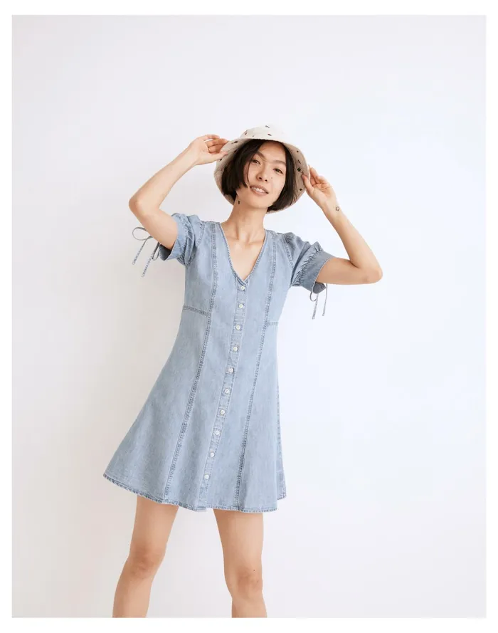 Women Button Front Mini Dress Brannon Wash Madewell Dresses