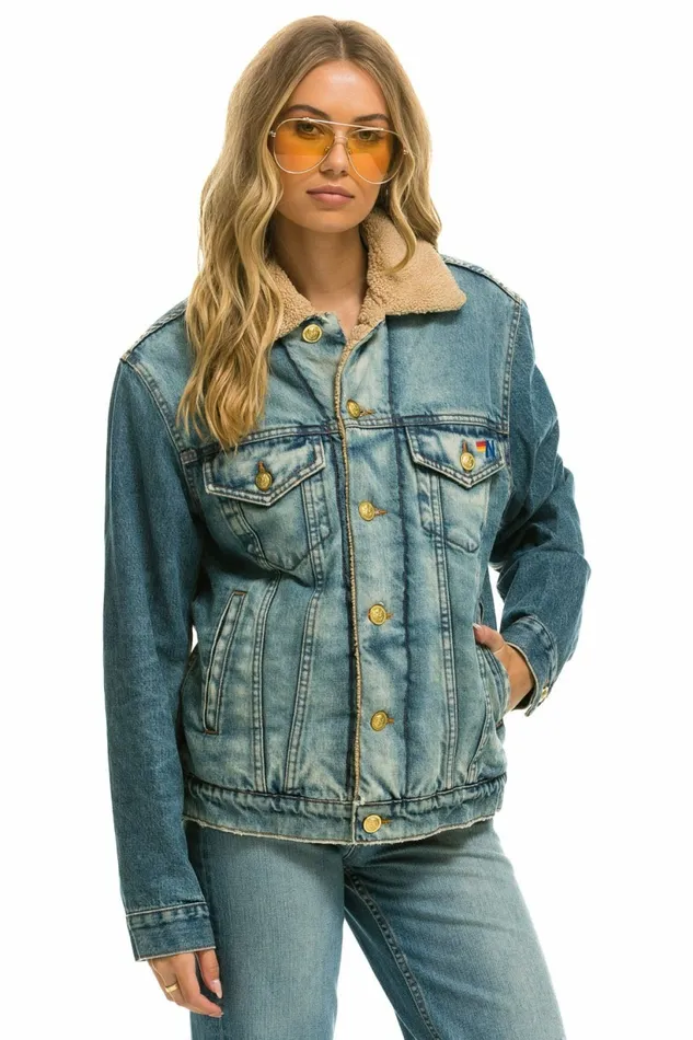 Women CALI LOVER RANCH SHERPA DENIM JACKET 8211 VINTAGE Aviator Nation Women CALI LOVER RANCH SHERPA DENIM JACKET 8211 VINTAGE Aviator Nation