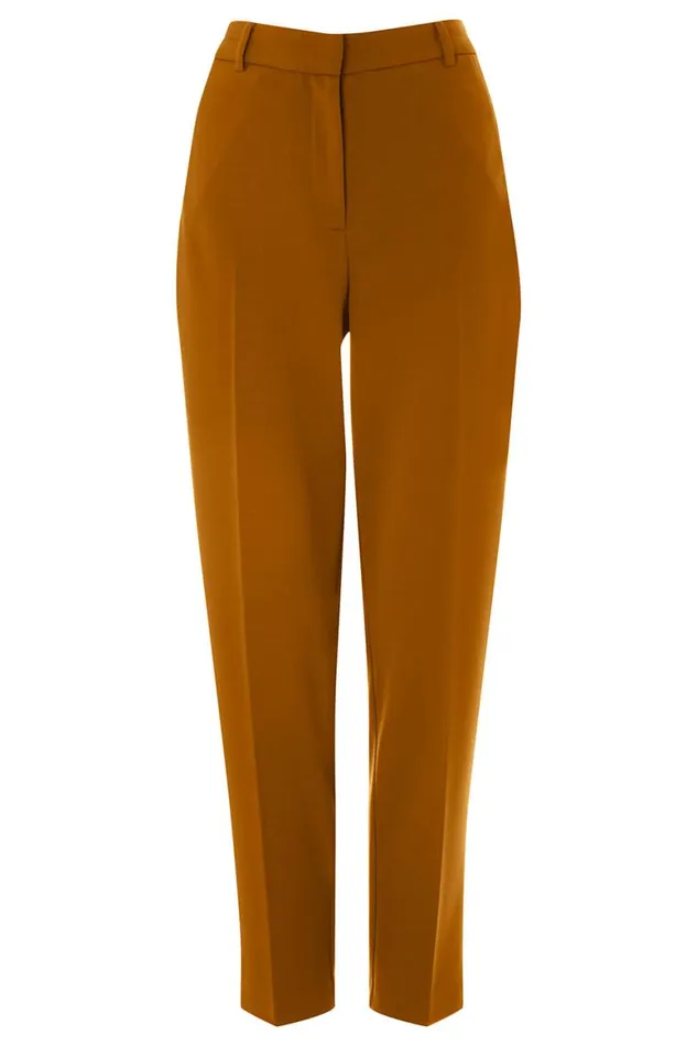 Women Camel Straight Leg Stretch Trouser Roman Trousers