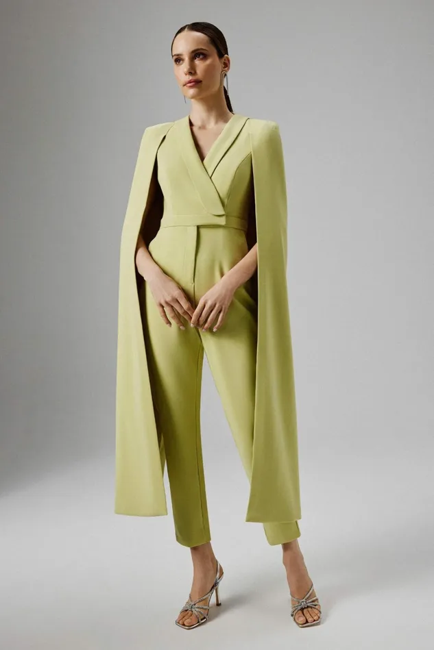 Women Cape Dresses Lavish Alice RAYNA Cape Style Tailored Jumpsuit In Lime Green Lime Green Women Cape Dresses Lavish Alice RAYNA Cape Style Tailored Jumpsuit In Lime Green Lime Green