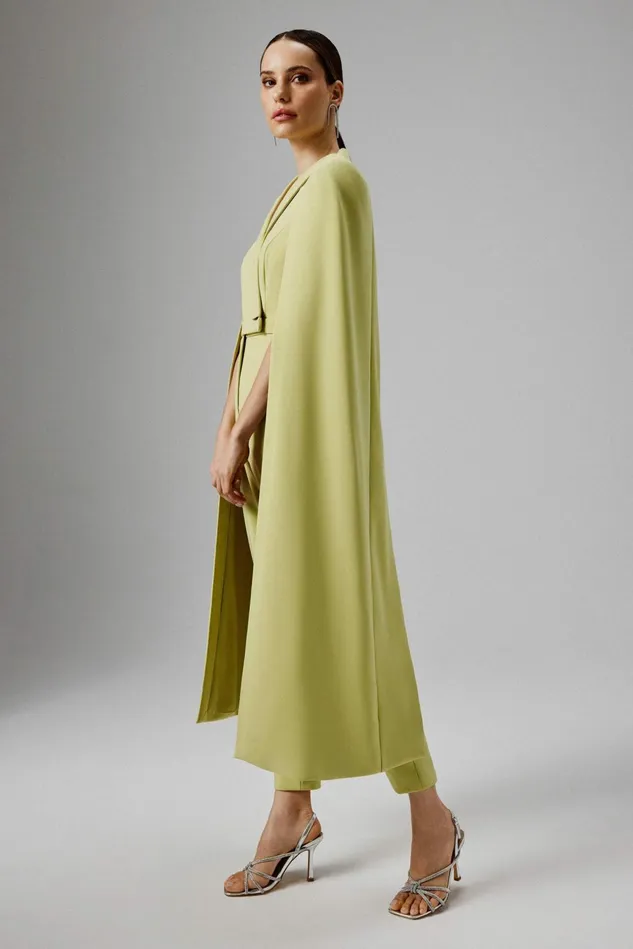 Women Cape Dresses Lavish Alice RAYNA Cape Style Tailored Jumpsuit In Lime Green Lime Green