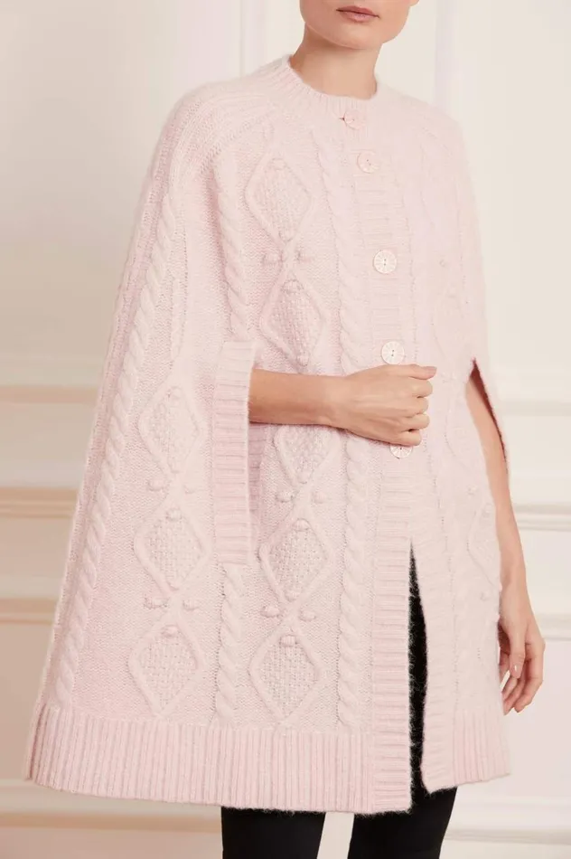 Women Capes Needle and Thread Sylvie Cable Cape Pink