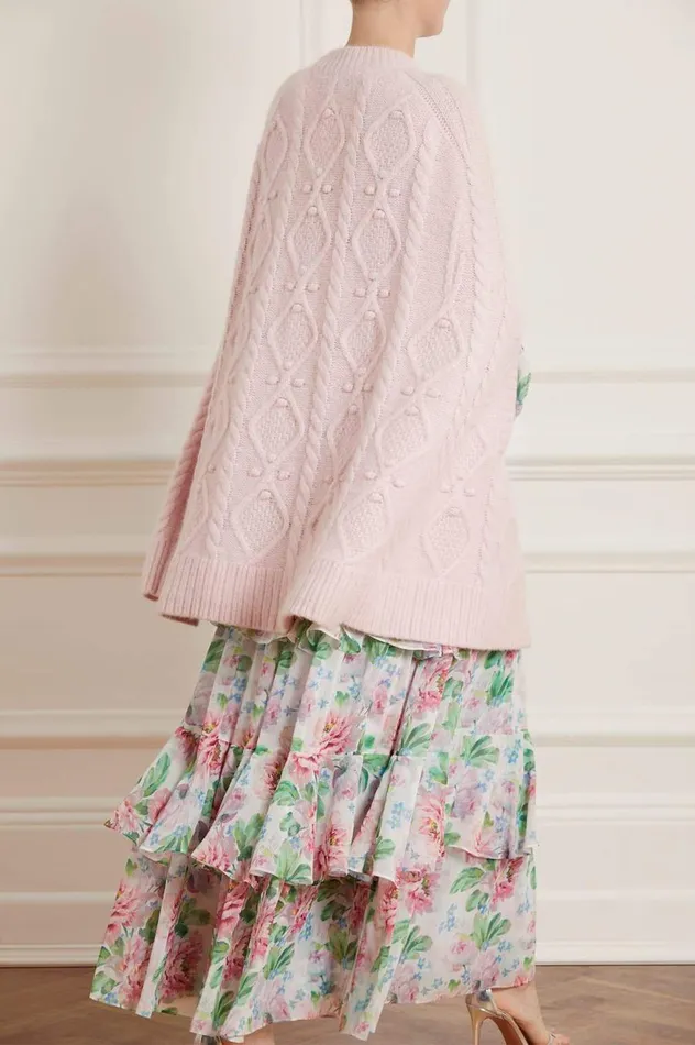Women Capes Needle and Thread Sylvie Cable Cape Pink