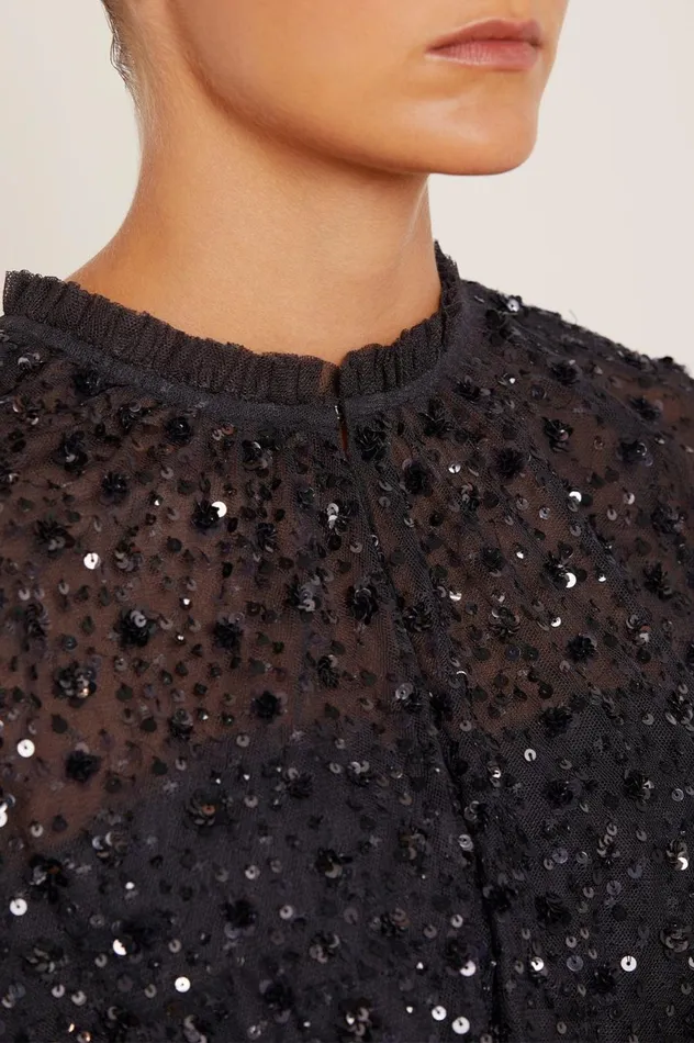 Women Capes Needle and Thread Violet Shimmer Short Cape Black